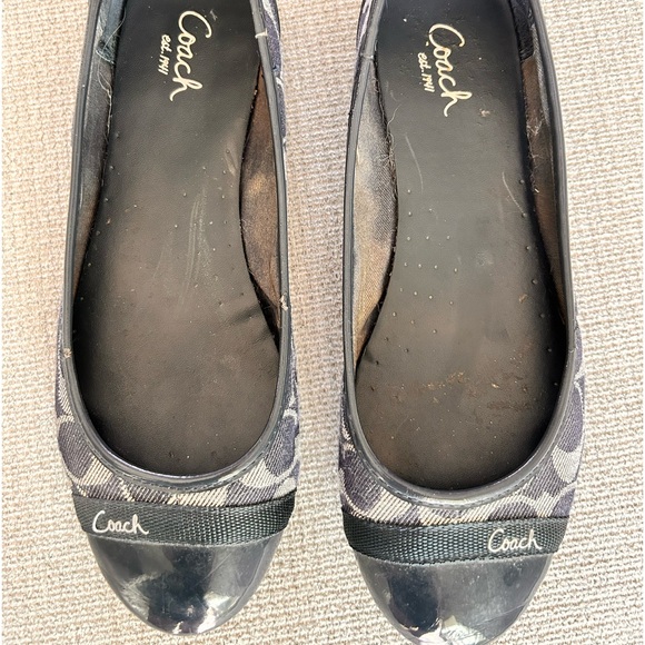 Coach Women's Canvas Leather Signature Slip-On Ballet Flats Blue Size 8 - Picture 2 of 8